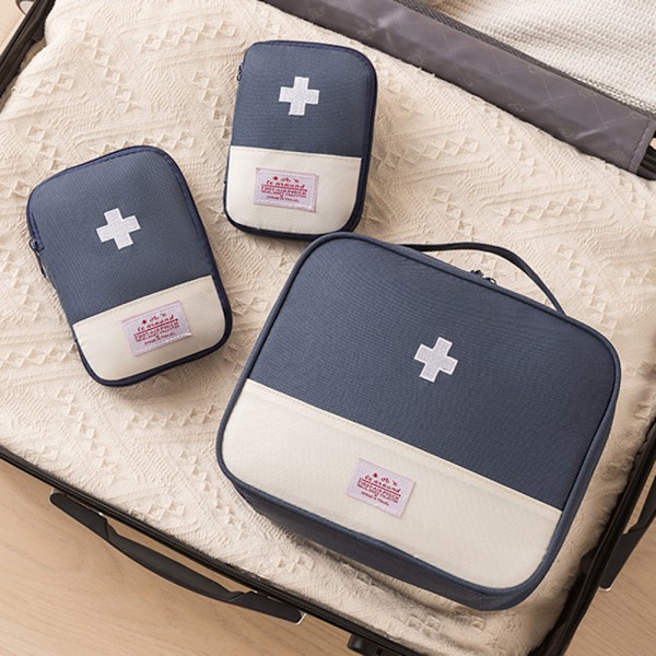 Mini Bærbar Medicintaske Mini Tom Nødmedicintaske Multifunktionel Udendørs Bæretaske Marineblå Large Navy Blue