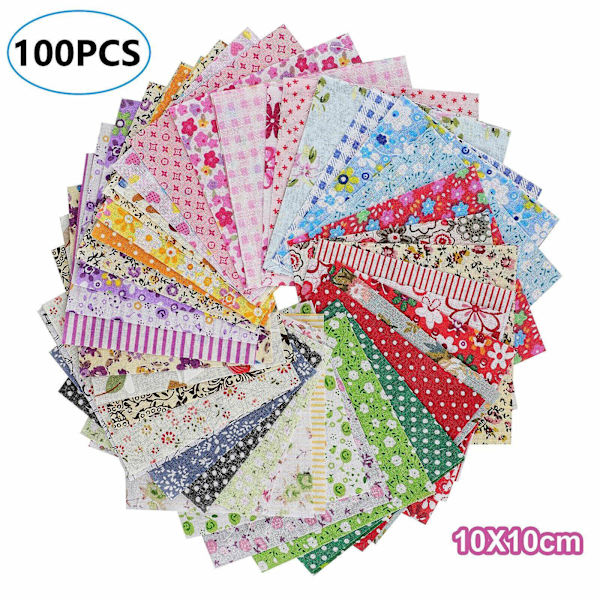 Bomullstyg Tecknat Lapptäcke 100PCS-10*10cm