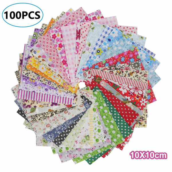 Patchwork printed polyester bomullstyg 100PCS-10*10cm