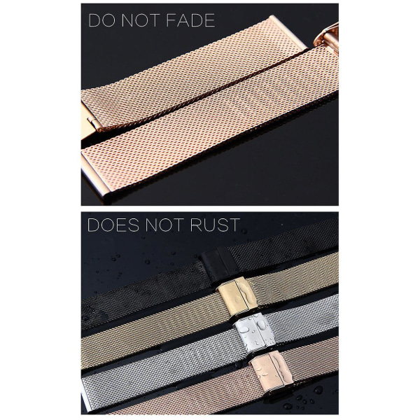 Klockarmband i rostfritt stål för män och kvinnor, snabbfäste mesh klockarmband 14mm 18mm gold 18mm