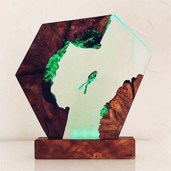 Dykkerlampe USB Skrivebordslampe Unik Hjemmeinnredning Resin Dekorativt Ornament For Kontor Fargerik Rgb