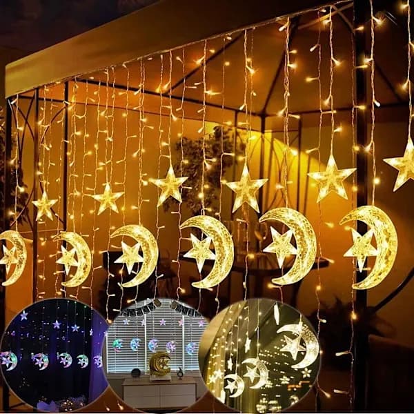 [LCS] Eid Ramadan LED-gardinlys Fairy Lights EU-plugg varmhvit