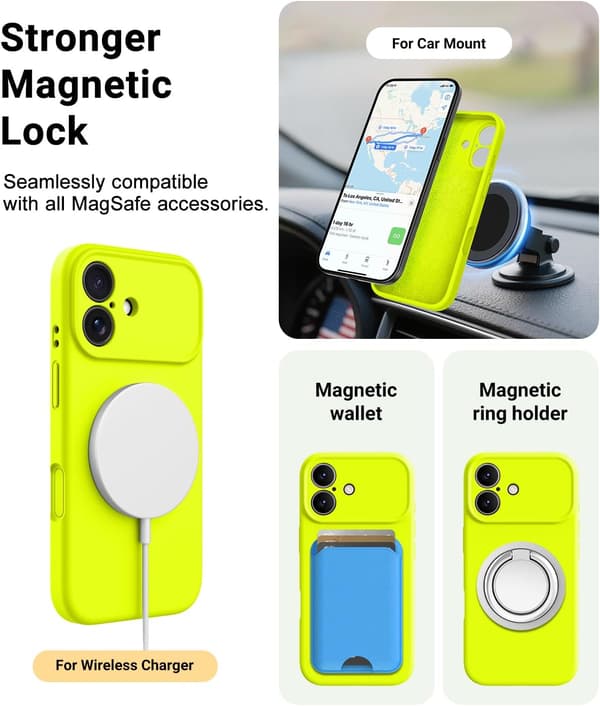 [LCS] Støtsikkert MagSafe-kompatibelt deksel til iPhone 17 Pro Max - Neongul iPhone 17 Pro Max iPhone 17 Pro Max jaune fluo