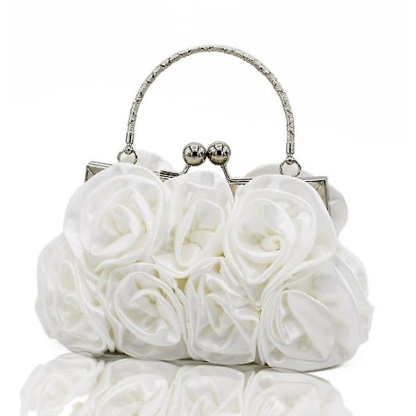 Utsökt Dam Söt Hand-i-hand Rosväska Festväska Clutch Väska Diagonal Väska white