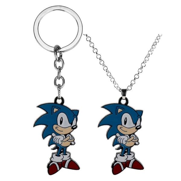 2st Sonic The Hedgehog metall nyckelringar hängande prydnad halsband