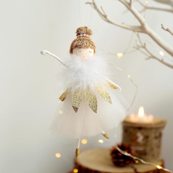Enkeli joulukoristeet roikkuva Ballerina tyttö pehmo joulukuusenukke kultainen