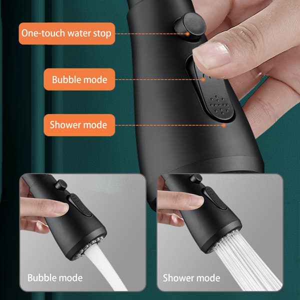 INF Roterende dusjhode for kjøkkenkran Svart