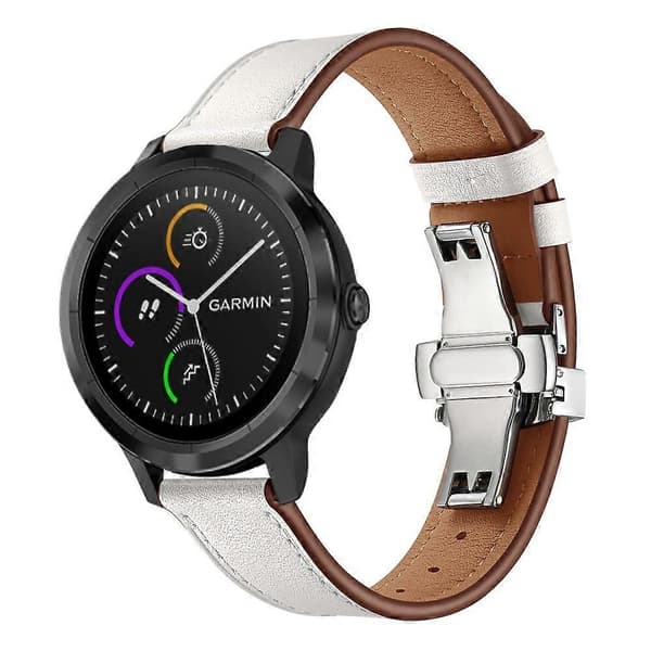 [LCS]20mm Top-layer koskind ægte læder urrem erstatning til Garmin Vivoactive 3 Vivom Multicolor Silver+White
