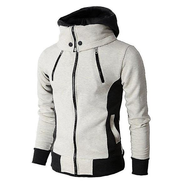 Erittäin mukava hupullinen vapaa-ajan ulkoilutakki miehille syksyyn ja talveen Creamy-white XXXL