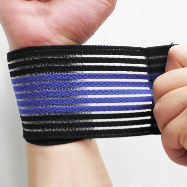 1 par högt elastiskt handledsbandage Handled Armbåge Armstöd Wrap Band Brace Bandage Support Black   Blue