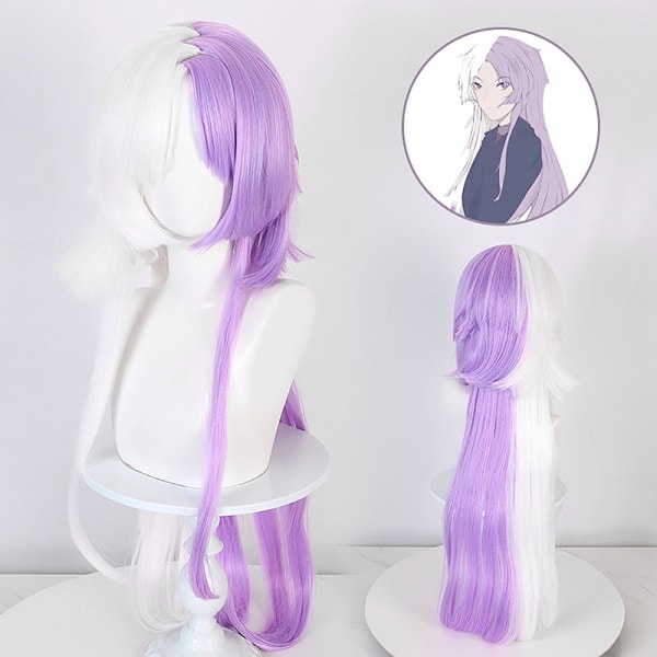 Anime Bungou Stray Dogs Sigma Cosplay Peruk Lång Vit Lila He