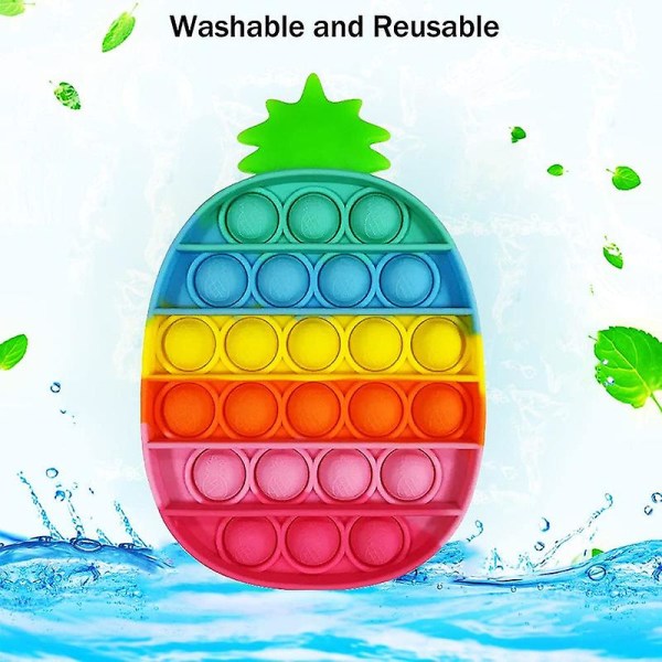 Stressreliever Silikon Bubble Popper mjuka klämleksaker - Pineapple Rainbow