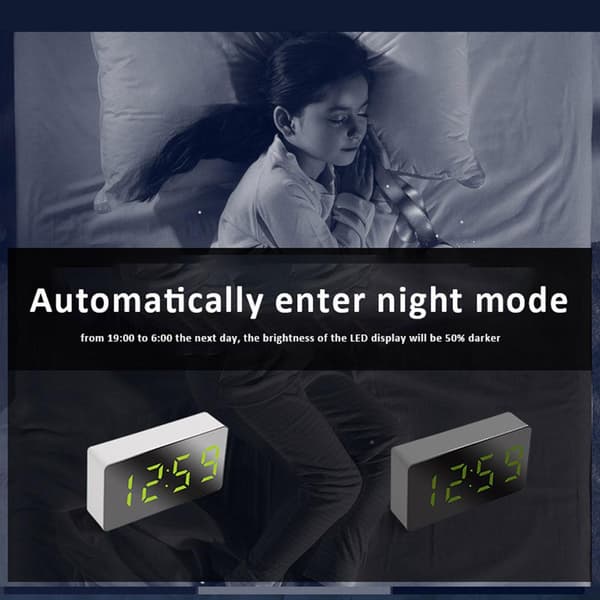 [LCS] Small Mini Digital Alarm Clock for Travel with LED Time or Temperature Display, Snooze, Adjustable Brightness, Easy to Use Blue One size