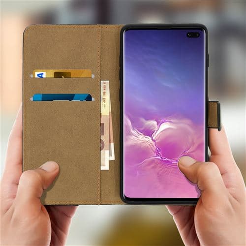 [LCS]Samsung Galaxy S10 Plus etui læderpung video holder - sort