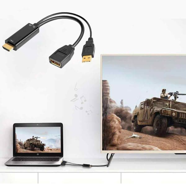 [LCS]HDMI to DisplayPort Adapter, Active Adapter with USB-Powered Support for 4K Resolution, Ultra HD Compatible with PC Laptop Xbox One PS4 PS5, Driver