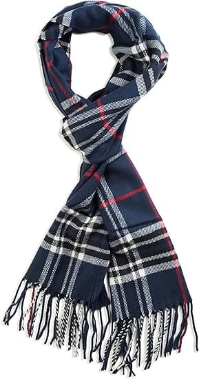 [LCS] Superblød Klassisk Kashmir-følelse Vintertørklæde Navy Plaid