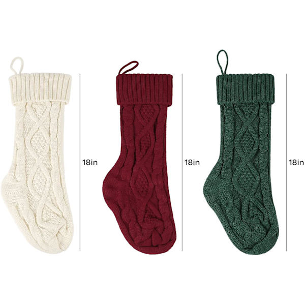 3 st Stickade Julstrumpor Jultomte Presenthållare Jul Väggdekorationer Ornament