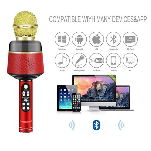 [LCS]EdorReco Karaokemikrofon? Trådlös Bluetooth-kompatibel med iPhone, Andr