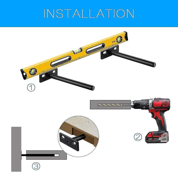 [LCS] 4-pack Floating Shelf Bracket, Invisible Metal Shelf Bracket, Heavy Duty Concealed Shelf Bracket, Invisible Wood Shelf Bracket 10mm