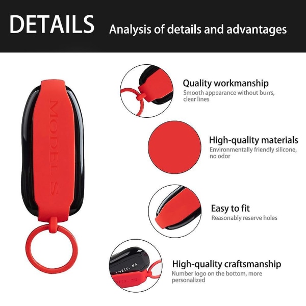 Case i silikongummi till tesla modell 3 sxy fjärrkontroll nyckellöst fob skal fodral cover case biltillbehör Red model y