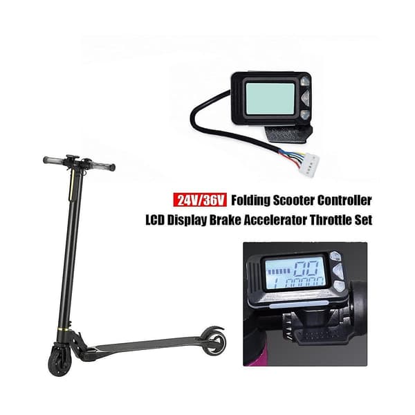 [LCS]24v 250w Vikbar Scooter Controller Kit Elektrisk Scooter Controller Lcd Display Broms Gasreglage T Silver Black