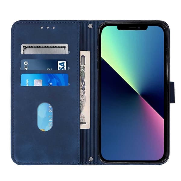 Crossbody 3D Præget Flip Læder Telefonetui Blue For iPhone 15 Pro