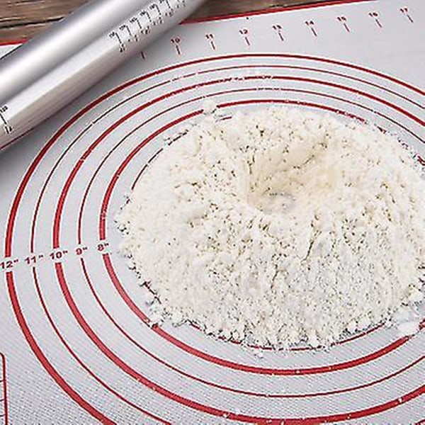 Stor silikonbakelsematta, non Stick bakmatta med mått grey With rolling pin