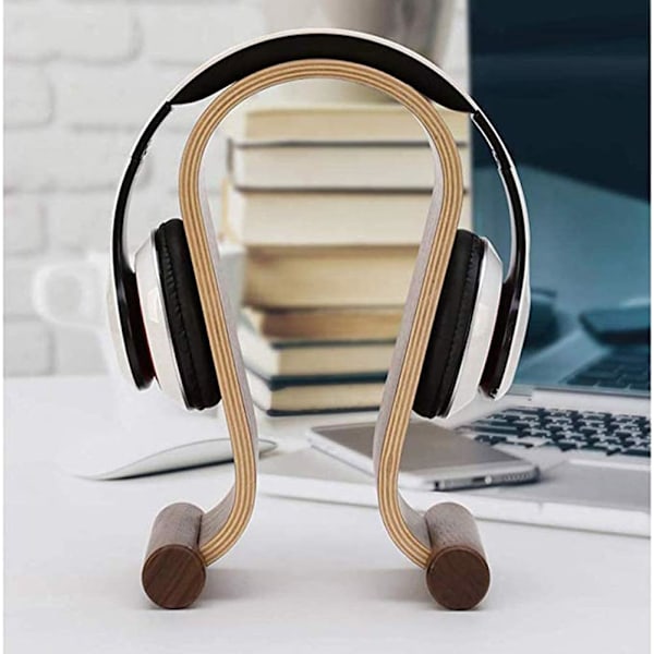 Hodetelefonholder i tre, hodetelefonstativ for gamingheadset og DJ-studiohodetelefoner