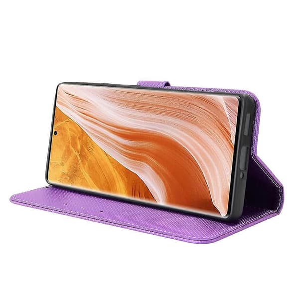 Diamanttexturerat läderfodral för ZTE Axon 40 Pro Purple