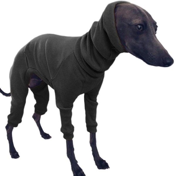 Vinter Dog Coat Jacka Tight Dog Hoodie Dog Jumper Sweater för Greyhound Whippet Black 2XL