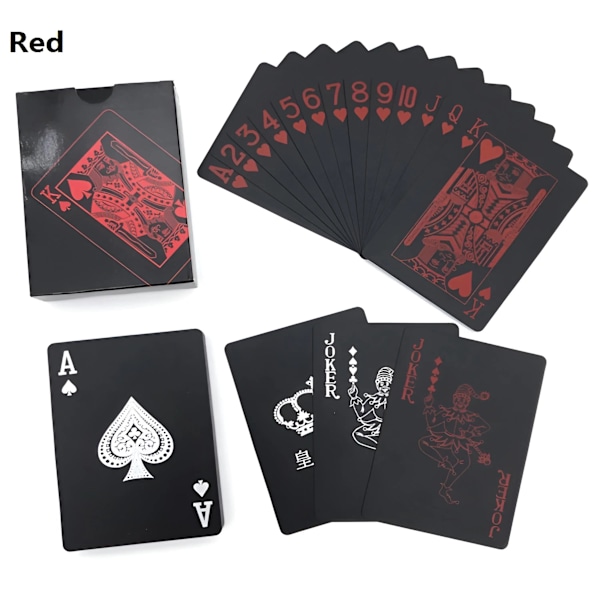 Vattentäta, Helt Svarta, Slitstarka och Nötningsbeständiga Plast Poker Brädspelskort PVC Magiska Pokerkort Casual Spel Pokerkort Red