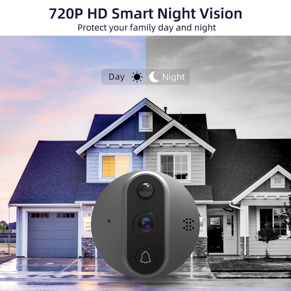 Tuya Smart Wifi dörrklocka med 720p/120 kamera videokikhål för dörr 4,3" LCD-skärm 24h Pir Movement Detection Eye