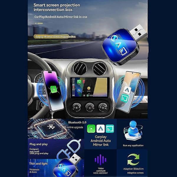 Trådløs Carplay Mirror Link Carplay Android Auto USB Dongle Adapter Smart AI Box Kablet Carplay til