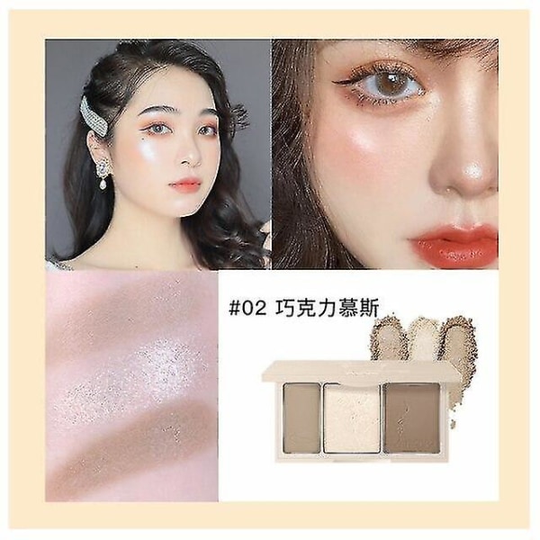 Ansiktskonturpalett Concealer Foundation Makeup 3 Färger Långvarig Mjuk Känsla | Bronzer Och Highlighter
