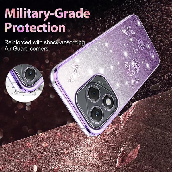[LCS]KADEM For Honor 400 Lite 5G Fodral Blomma TPU Flexibelt Gradient Mobilskal Lila
