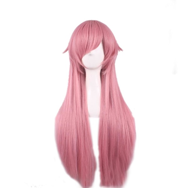 70 cm lång lockig peruk för cosplay med svalstjärt, 28 tum (rosa)