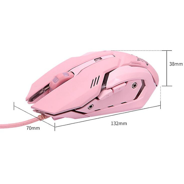 Vaaleanpunainen pelihiiri. USB optinen langallinen hiiri.