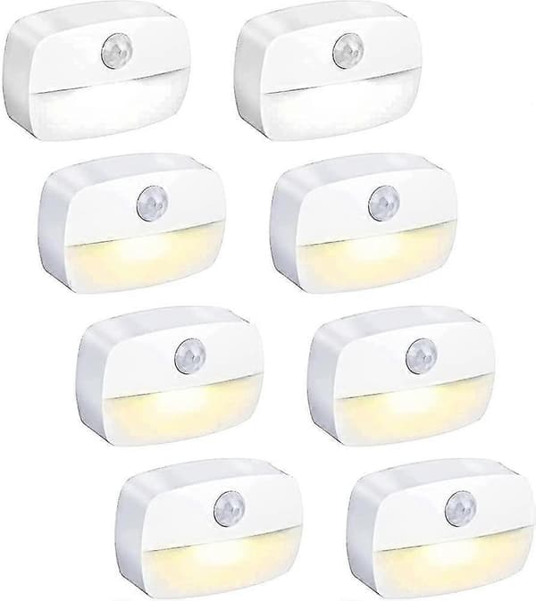 [LCS] Automatisk LED natlys [pakke med 8]. Selvklæbende bevægelsessensor vægnatlys