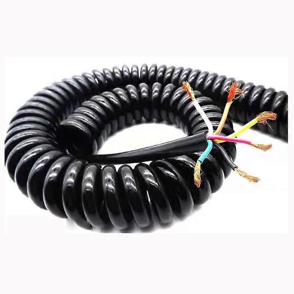 XHX Strand infällbar spiralfjäder expanderbar strömkabel, svart strömkabel, 3m