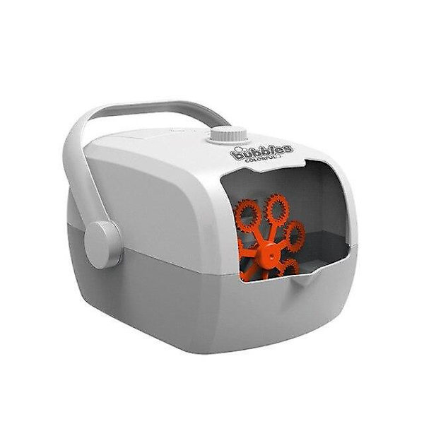 Ny Resväska Automatisk Bubbelmaskin Blåsare Fest Bröllop Scen Ett Klick Bubbla (Vit Grå)