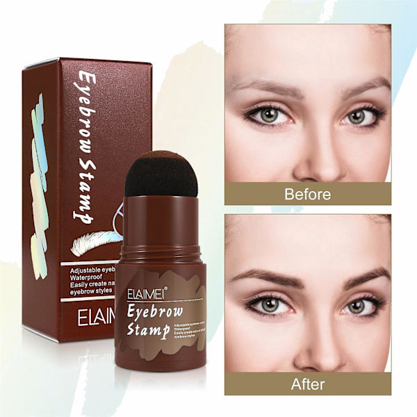 Perfekte Bryn Stencil & Stempel Sæt Med 2 Børster Ét Trin Langtidsholdbar Formningssæt Vandtæt Medium Brown