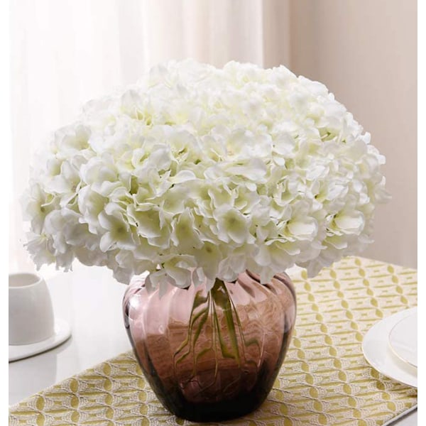 10 stk. hvide hortensia silke blomsterhoveder pose elfenben hvid