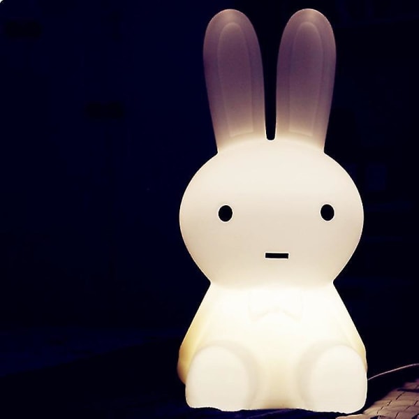 Tecknad nattlampa, färgglad glödande miffy kaninljus 28cm（Wh