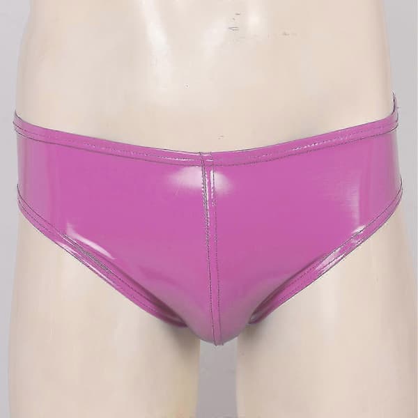 Patent læder briefs til mænd med vådt look og elastisk linning Black A 3XL