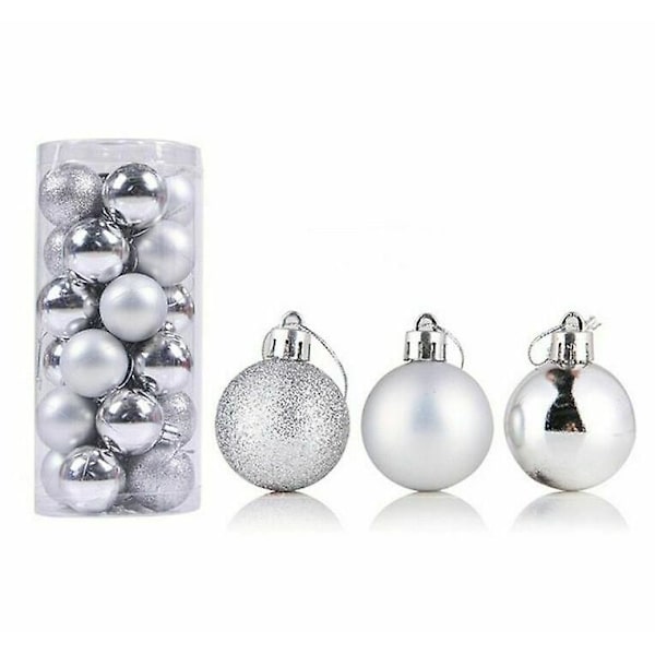24 st Julgranskulor 4cm Partydekoration Boll Gåva silver