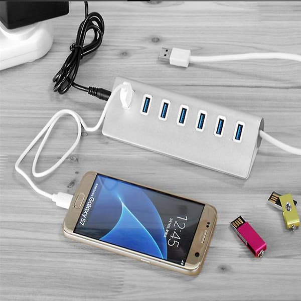 [LCS] Porte Usb 3.0 Hub Splitter Strømadapter Kompatibel med Pc Bærbar Stationær