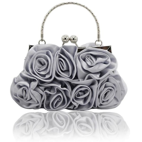 Utsökt Lady's Sweet Hand-in-hand Rose Bag Dinner Bag Clutch Bag Diagonal Bag silver