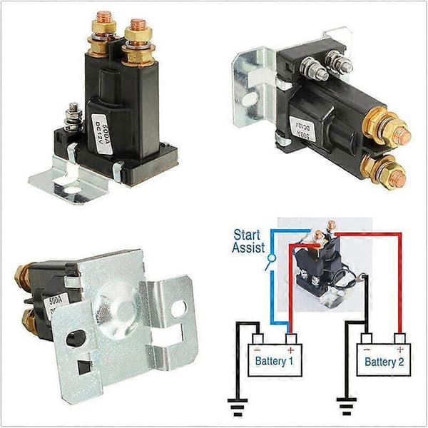 [LCS]12V 500A Relæ Bil Startkontakt Dobbelt Batteri Isolator Black