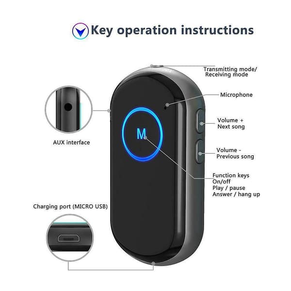 [LCS]Bluetooth 5.0 USB trådløs sender modtager 2i1 lydadapter 3.5mm Aux