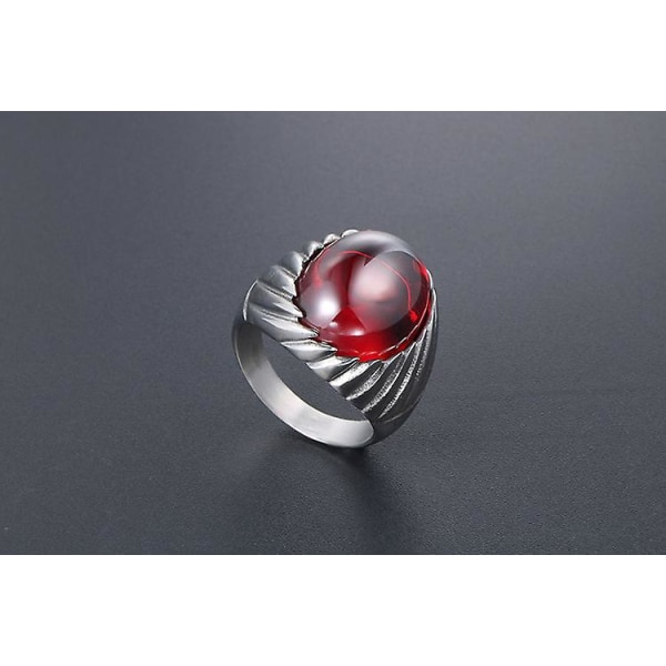 Kreativ Ring Mode Trendig Man Retro Röd Svart Agat Titanium RED 11